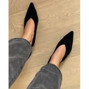 Anthropologie Black Suede Studio Pointed Flats Women’s Sz. 8.5 (fits like an 8)